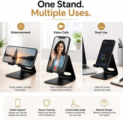 Mmfashion Table Mobile Holder Black (Pack of 1) Mobile Holder - Image 8