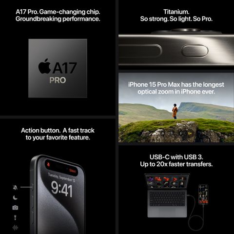 Apple iPhone 15 Pro (Black Titanium, 128 GB)