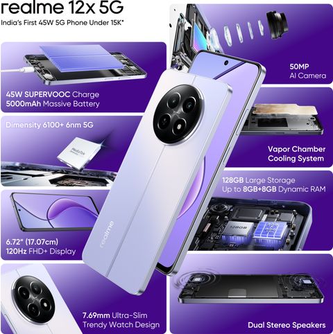Realme 12x 5G (Twilight Purple, 128 GB) (4 GB RAM)