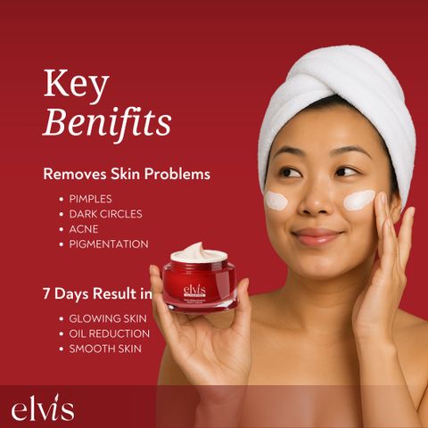 Elvis Face Brightening Night Cream| Skin Whitening & Glowing Cream | For All Skin Types | Men & Women (65 g) - Image 5