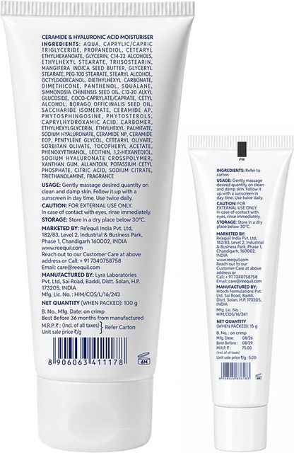 Re'equil CERAMIDE & HYALURONIC ACID MOISTURISER FOR NORMAL TO DRY SKIN (115 g) (115 g) - Image 6