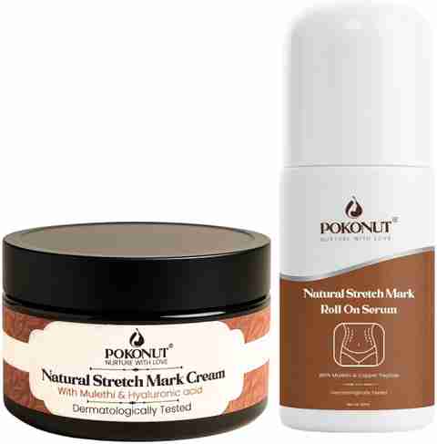 Pokonut Stretch Mark Repair Combo, Cream & Roll-On Serum (100 g) - Image 5