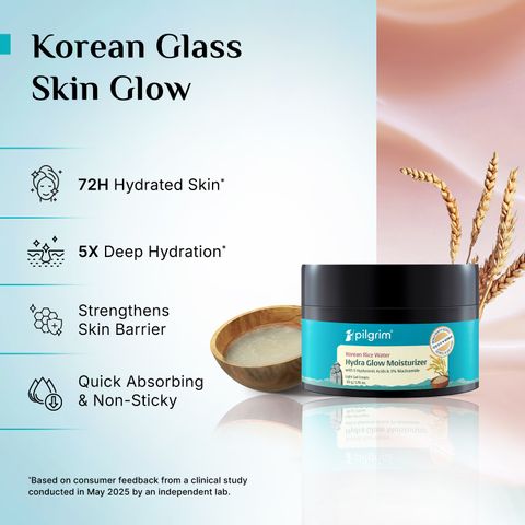 Pilgrim Korean Rice Water Hydra Glow Brightening Moisturizer | Clear Glass Skin Glow (50 g) - Image 8