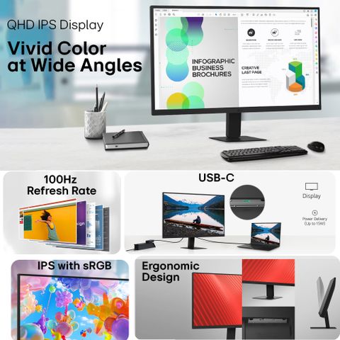 LG QHD 68.0 cm (27 inch) Quad HD LED Backlit IPS Panel with sRGB 99% (Typ.), HDR10, USB-C with PD 15W, HDMI, Head Phone Out, Reader Mode, Flicker Safe, 3-Sided Virtually Borderless Monitor (27U631A-BD.CTRDMR) (AMD Free Sync, Response Time: 5 ms, 100 Hz Refresh Rate) - Image 6