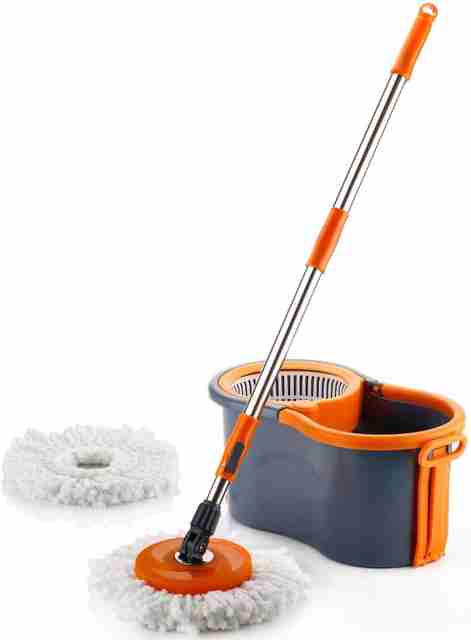 ELINOR PLASTIC SPINNER BUCKET MOP 360 REVOLVING CLEANING MOP WITH 2 MICROFIBER REFILL Mop Set (Multicolor) - Image 5