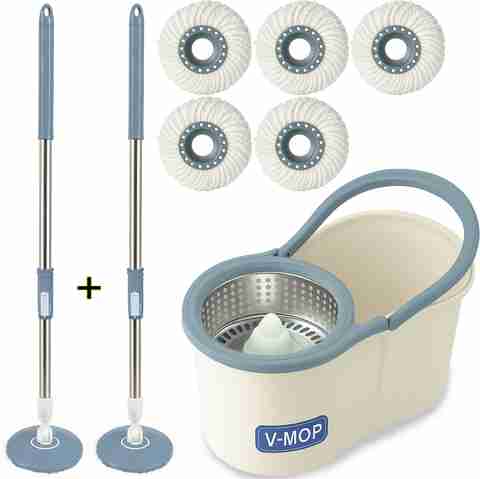 V-MOP Premium Steel Spin Bucket Mop with 2 Rods & 5 Refills - Image 5