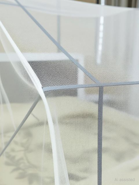 comfort mosquito net 4FTX6.5FT Polyester Washable Adults Mosquito Net (Cream, Frame Hung) - Image 5