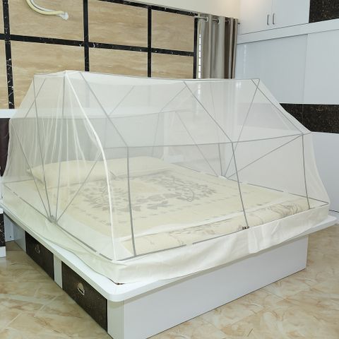 comfort mosquito net 4FTX6.5FT Polyester Washable Adults Mosquito Net (Cream, Frame Hung) - Image 6