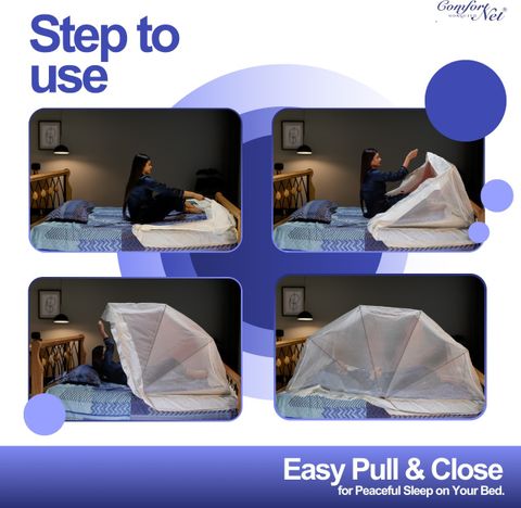 comfort mosquito net 4FTX6.5FT Polyester Washable Adults Mosquito Net (Cream, Frame Hung) - Image 7