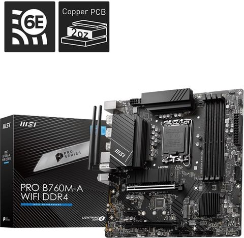MSI PRO B760M-A WiFi DDR4 LGA 1700Socket Micro-ATX Intel B760