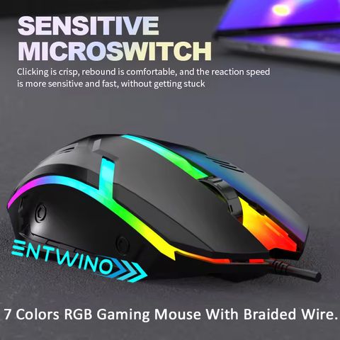 ENTWINO F-1 Gaming Mouse Wired For Computer Braided Wired Ambidextrous Optical Gaming Mouse (USB 2.0, Black) - Image 6