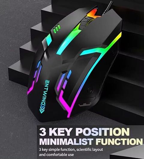 ENTWINO M1_Gaming Mouse RGB Light Sports Wired Right Handed Optical Gaming Mouse (USB 3.0, Black) - Image 3