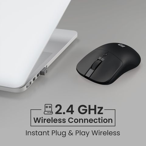 Portronics Toad 33 Ambidextrous Optical Mouse with Upto 1600 DPI, Silent Click Switches, Auto Power Saving, Runs on Single AA Battery (2.4GHz Wireless, Black) - Image 6