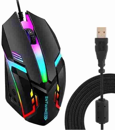 ENTWINO M1_Gaming Mouse RGB Light Sports Wired Right Handed Optical Gaming Mouse (USB 3.0, Black) - Image 2