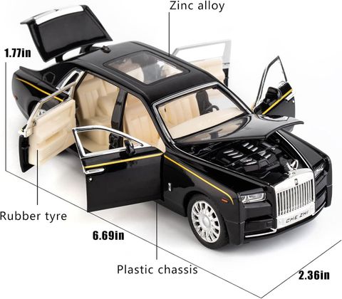 RXR Rolls-Royce Phantom Toy Car with Sound & Light, Grey - Image 6
