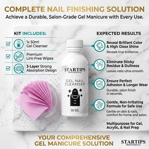 STARTIPS 9 in 1 Nude Gel Polish Kit with UV Lamp Base Top Cleanser Wipes Set (nude) - Image 6