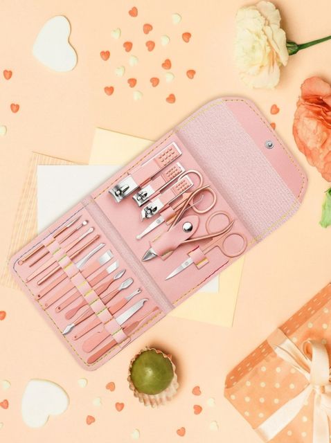 MINARA 16 In 1 Grooming, Manicure and Pedicure Kit Pink - Image 7
