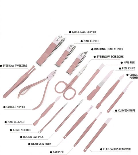 MINARA 16 In 1 Grooming, Manicure and Pedicure Kit Pink - Image 4