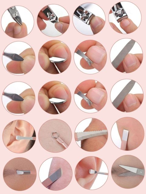 MINARA 16 In 1 Grooming, Manicure and Pedicure Kit Pink - Image 6