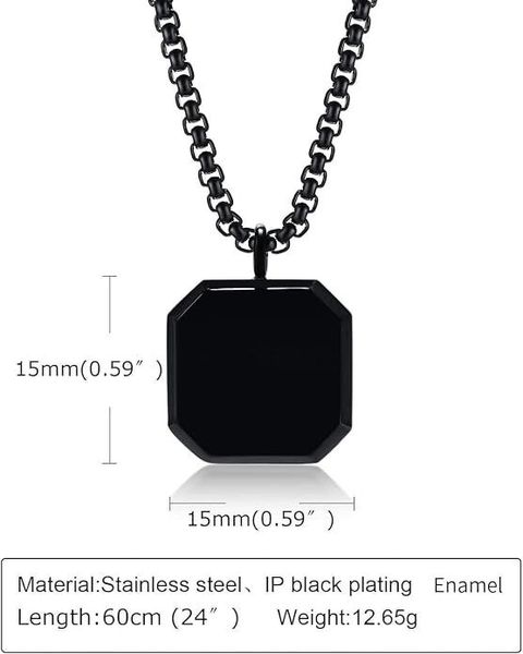 RGBrnd Minimalist Bar Chain Necklace âNew Bar Pandent Stainless Steel Black Pendant Silver Plated Alloy Chain - Image 4