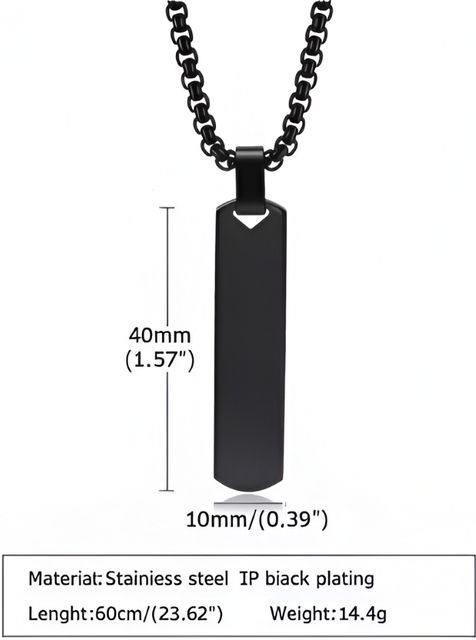 GanPatique Men Bar Pendant Rhodium Stainless Steel Locket Set - Image 7