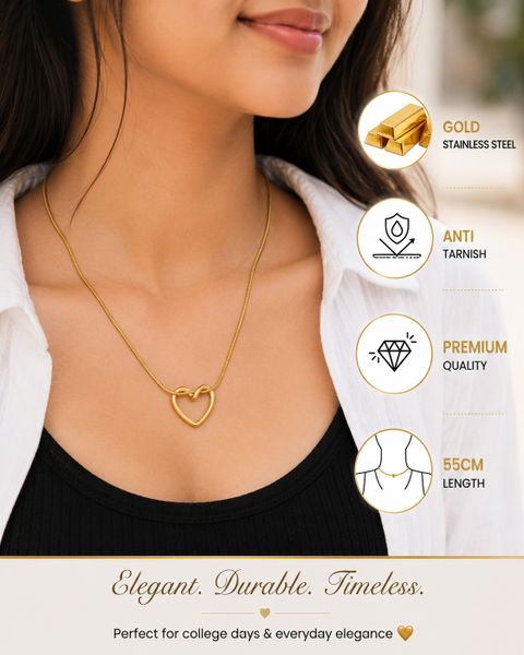 Nafi Fashion SS Gold Hollow Heart Chain - Anti Tarnish for Women and Girls Gold-plated Plated Stainless Steel Chain - Image 7