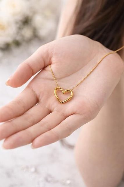 Nafi Fashion SS Gold Hollow Heart Chain - Anti Tarnish for Women and Girls Gold-plated Plated Stainless Steel Chain - Image 8
