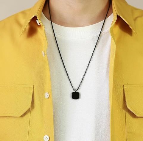 RGBrnd Minimalist Bar Chain Necklace âNew Bar Pandent Stainless Steel Black Pendant Silver Plated Alloy Chain - Image 6