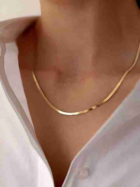 oyssta Anti Tarnish flat Snake Chain Silver Plated Stainless Steel Chain Set - Image 5