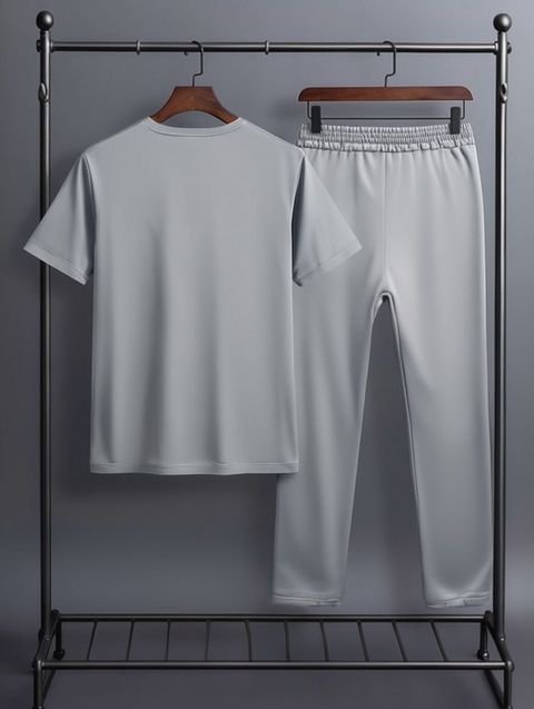 Dhanakfashion Men Night Suit Set Grey Colorblock - Image 8