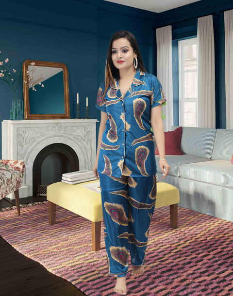 flipkart night dress for ladies clothus Women Printed Black Suit Set Price in India _okendo:syndication_key:CL136895037