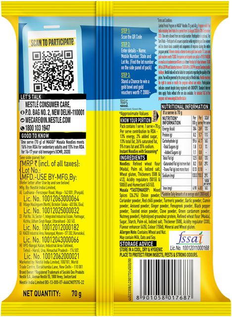 Maggi 2-Minute Masala Instant Noodles 70g - Image 4