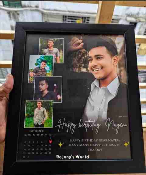 HUMTUMCREATION Wood Wall Photo Frame (Black, 8 Photo(s), Premium A4 Customized Photo Frame | Add Your Photo, Name & Message | Personalized Gift for Couples, Birthday & Home Decor Send photos on Whats-aap No (92512-82844) And Get Digital Reprint) - Image 5