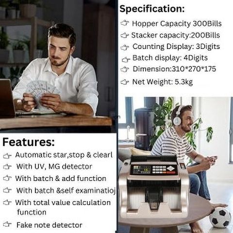 BANKOMAT High Quality Mix Note Counting Machine with Mg/UV/IR Fake Note Detector & Note Counting Machine (Counting Speed - 1003 notes/min) - Image 6