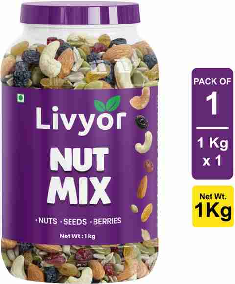 LIVYOR Premium Nutmix Dry Fruits Combo | Mix Dry Fruits | Nuts Seeds Berries Cashews, Almonds, Raisins, Cranberries, Assorted Seeds & Nuts (1 x 1 kg) - Image 5