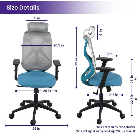 Wakefit Gravita Ergonomic Chair, Blue, DIY - Image 4