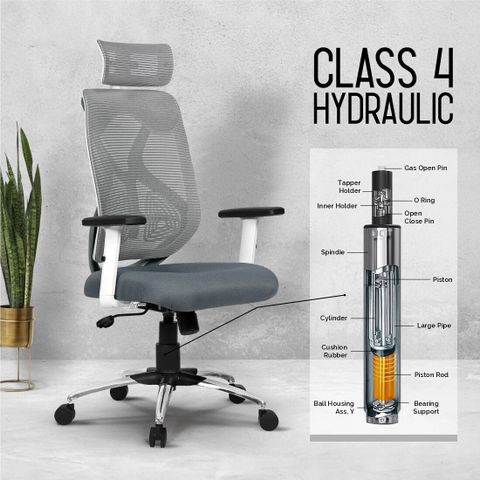 Da URBAN Merlion Grey-Z High Back Ergonomic Mesh Office Chair (Grey) - Image 8