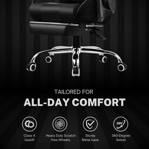 GTPLAYER Leatherette Office Adjustable Arm Chair (Black) - Image 8