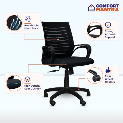 Comfort Mantra Bolt Ergonomic Office Chair Black - Image 5