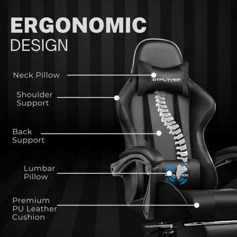 GTPLAYER Leatherette Office Adjustable Arm Chair (Black) - Image 6