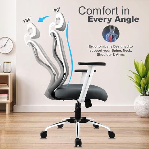 Astride Ergofit Ergonomic High Back Mesh Office Chair (Grey) - Image 6