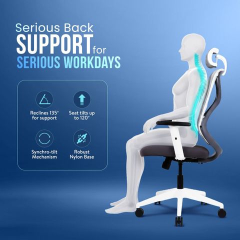 IAFA Ergolux High Back Ergonomic Office Chair, White - Image 7