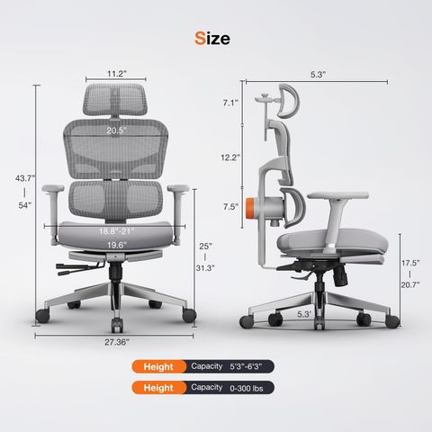 Drogo Ergonomic Mesh Office Chair, Grey - Image 5