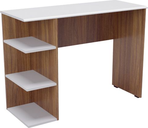 neuspace Venus Study Table with 3 Tier Open Bookshelf Lower Storage Engineered Wood Study Table (Free Standing, Finish Color - Leon Teak White, DIY(Do-It-Yourself)) - Image 4