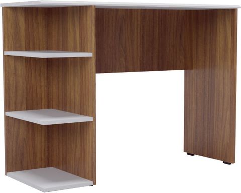 neuspace Venus Study Table with 3 Tier Open Bookshelf Lower Storage Engineered Wood Study Table (Free Standing, Finish Color - Leon Teak White, DIY(Do-It-Yourself)) - Image 5