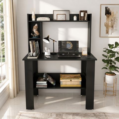 Flipkart Perfect Homes Multipurpose Study Desk with Hutch, Black - Image 6