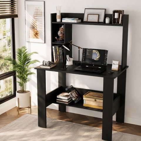 Flipkart Perfect Homes Multipurpose Study Desk with Hutch, Black - Image 7