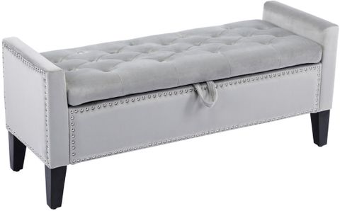The Furnishery Leather Pouf Grey Knock Down - Image 4