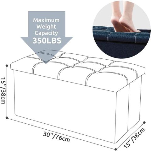 AFS Fabric Cube Ottoman Navy Blue Pre-Assembled - Image 4