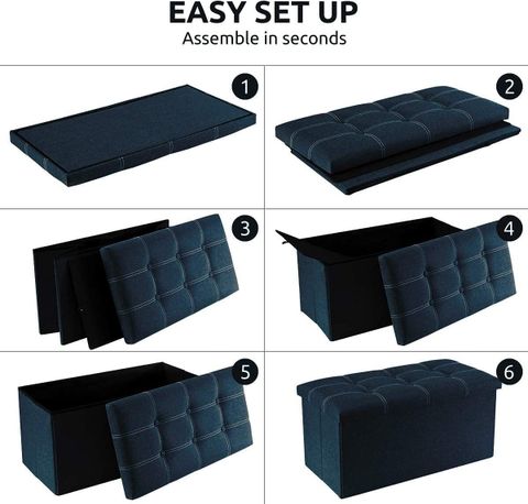 AFS Fabric Cube Ottoman Navy Blue Pre-Assembled - Image 8